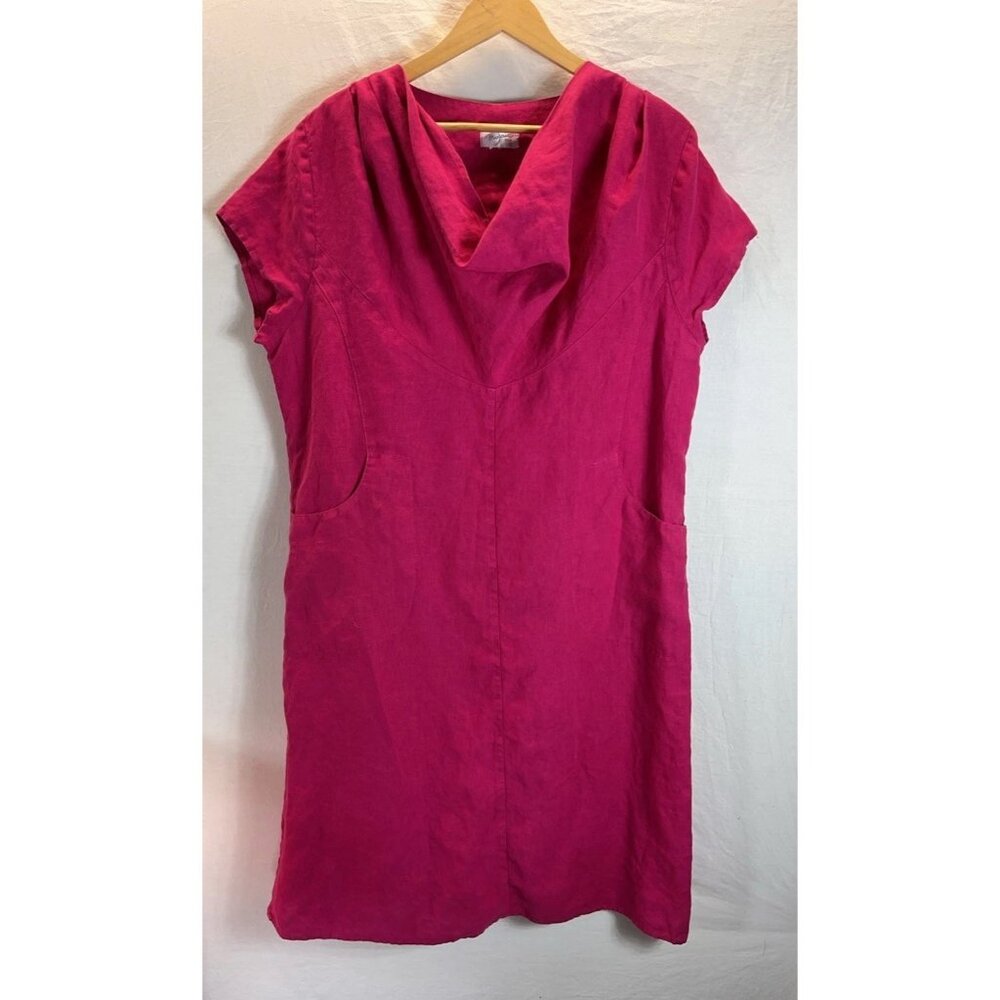 Mosaic USA Linen short sleeve cowl neck tunic dress Artsy size LG Lagenlook‎